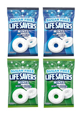 Life Savers frente del empaque mostrando bolsas Pep-O-Mint y Wint-O-Green, conveniencia inmediata