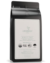 LIFEBOOST paquete frontal 12 oz mostrando marca y tueste, mayor confianza en origen