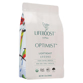 LIFEBOOST empaque frontal del café molido orgánico mostrando etiqueta y beneficios