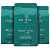 Lifeboost empaque frontal 3-pack mostrando diseño y beneficio de bajo ácido