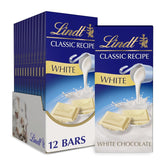 Lindt empaque frontal mostrando pack de 12 barras y presentación premium