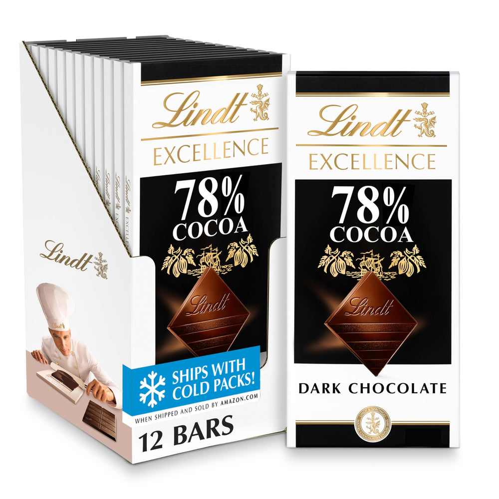 Lindt embalaje frontal mostrando la barra y beneficio de presentación premium