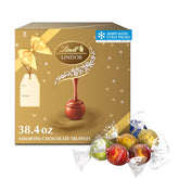 Lindt caja frontal lista para regalar mostrando la presentación elegante