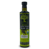 Liokareas botella frontal 500ml mostrando etiqueta orgánica y origen griego