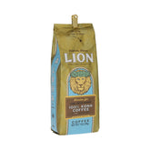 Lion Coffee bolsa 24K Gold Roast frente mostrando marca y frescura