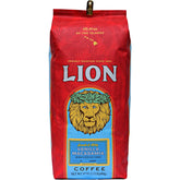 Lion Coffee bolsa frontal 24 oz mostrando diseño y marca, atractivo visual