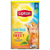 Lipton envase frontal mostrando etiqueta y cantidad, prepara 28 cuartos fácilmente