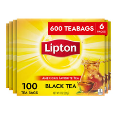 Lipton empaque frontal mostrando 6 paquetes y 600 bolsitas, conveniencia inmediata
