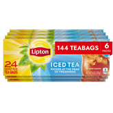 Lipton frente del paquete familiar mostrando 144 bolsitas y ahorro