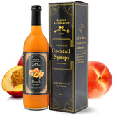 Liquid Alchemist botella al frente mostrando jarabe de durazno, aspecto premium