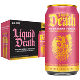 Liquid Death lata frontal Strawberry Terror mostrando diseño y atractivo