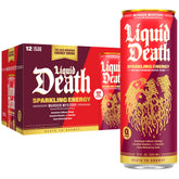 Liquid Death lata Murder Mystery frontal mostrando diseño y branding, disfrute inmediato