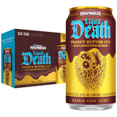 Liquid Death lata Peanut Butter Cup frente mostrando diseño y atractivo, sabor intenso