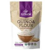 LiveKuna paquete frontal de harina de quinoa orgánica, presentación clara y confiable