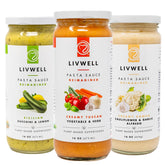 LIVWELL pack frontal con tres frascos que facilita cenas rápidas