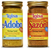 Loisa adobo y sazón frente del empaque mostrando diseño y marcas orgánicas