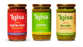 Loisa Sofrito frente del pack mostrando las tres variantes y beneficios de sabor