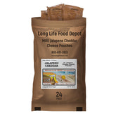 Long Life Food Depot paquete frontal mostrando 24 sobres y beneficios de larga vida