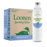 Loonen botella frontal 750 mL mostrando etiqueta y vidrio limpio para hidratación segura