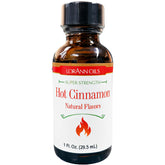 LorAnn Oils frasco frontal Hot Cinnamon muestra etiqueta y tamaño útil
