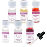 LorAnn Oils frascos frontales mostrando seis sabores y beneficio de concentración