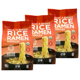 Lotus Foods paquete frontal Millet & Brown Rice Ramen mostrando etiquetado orgánico y sin gluten