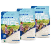 Lotus Foods frente del empaque mostrando el arroz Jasmine y sus beneficios