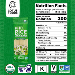 Lotus Foods textura de fideos de arroz finos, detalle que sugiere cocción rápida