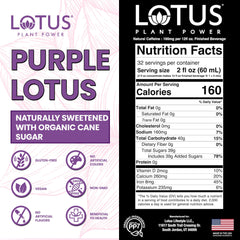 LOTUS PLANT POWER detalle de etiqueta PP7 que destaca ingredientes vegetales