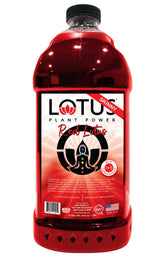 Lotus Plant Power botella frontales roja mostrando etiqueta y beneficios