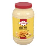 Louisiana Fish Fry frente del galón mostrando envase fácil almacenar y usar