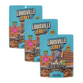 Louisville Vegan Jerky frente del empaque con diseño atractivo y conveniencia