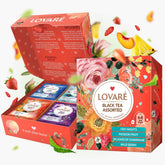 LOVARE vista frontal de la caja surtida, ofrece variedad lista para regalar