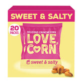 Love Corn paquete frontal con 20 bolsas, conveniencia y porciones controladas