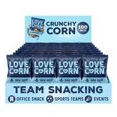 Love Corn paquete frontal mostrando 100 bolsas individuales y beneficio de conveniencia