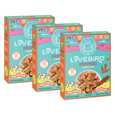 Lovebird frente del paquete mostrando la marca y beneficio proteico