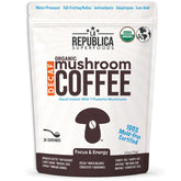 LRLA SUPERFOODS frasco frontal del café de hongos orgánico, muestra presentación limpia y confiable