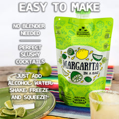 Lt. Blender bolsa abierta vertiendo mezcla para preparar margarita rápida