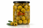 Lucia Fine Foods frasco frontal mostrando aceitunas listas para servir