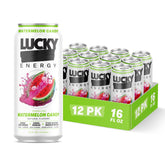 Lucky Energy lata frontal Watermelon Candy mostrando diseño llamativo y beneficio refrescante