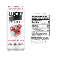Lucky Energy lata abierta sobre hielo lista para beber y refrescar
