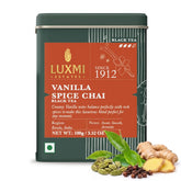 LUXMI lata frontal del chai con diseño y sello de origen