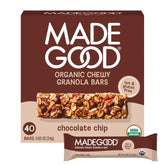 MadeGood frente del empaque mostrando 40 barras y claridad del producto