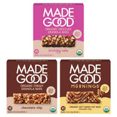 MadeGood frente del paquete de 32 barras mostrando variedad y conveniencia