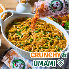 MaeMai topping en ramen añadiendo crocancia y sabor umami visible