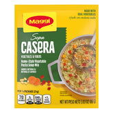 Maggi paquete frontal que muestra brand y abrazable sabor latino