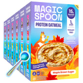 Magic Spoon empaque frontal Maple Brown Sugar mostrando porciones y beneficio proteico