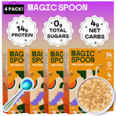 Magic Spoon paquete frontal mostrando diseño y beneficio alto en proteína