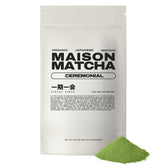 MAISON MATCHA frente del paquete mostrando el sello orgánico y beneficio de calidad