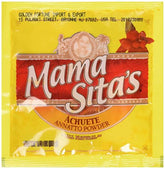 Mama Sita's empaque frontal del achuete mostrando tamaño y marca, facilita compra y almacenaje